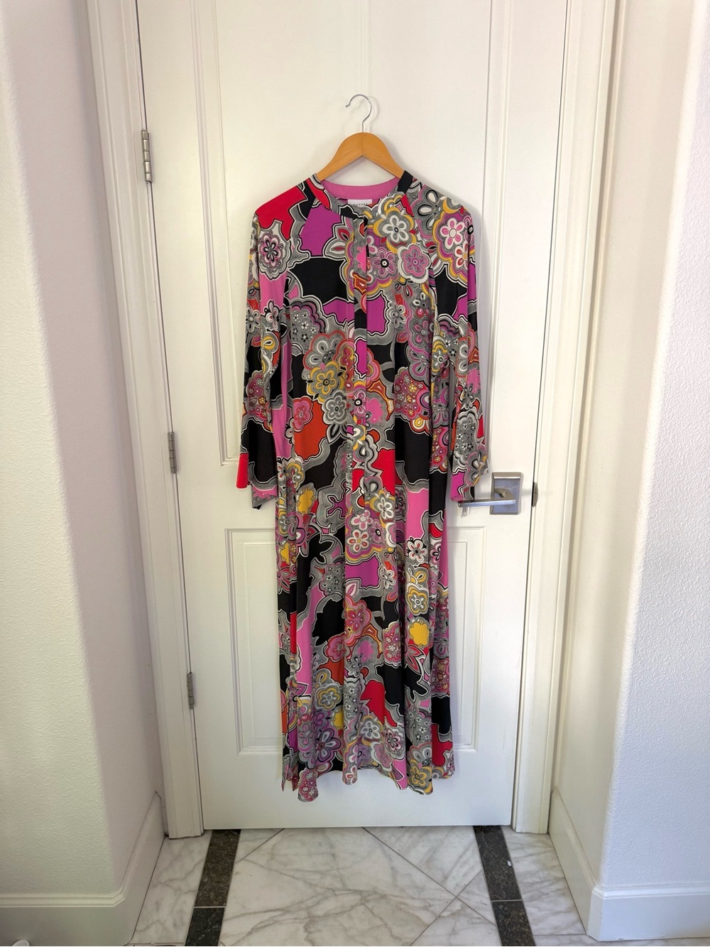 Natori Uzu Mandarin Caftan Taisho Flower Floral Geometric Large - New w Tags